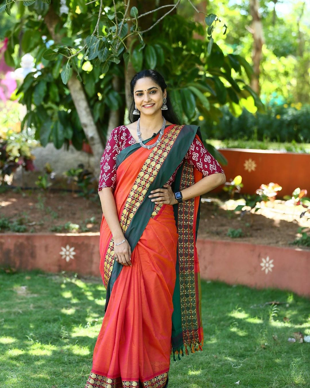 Telugu Tv Anchor Kasi Annapurna Stills in Red Saree